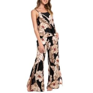 Midnight Bakery Women's 2-Pc. Printed Satin Pajamas Set - Black